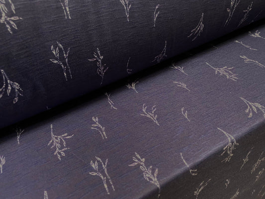 Soft handle slub single jersey fabric, per metre - floral print - indigo