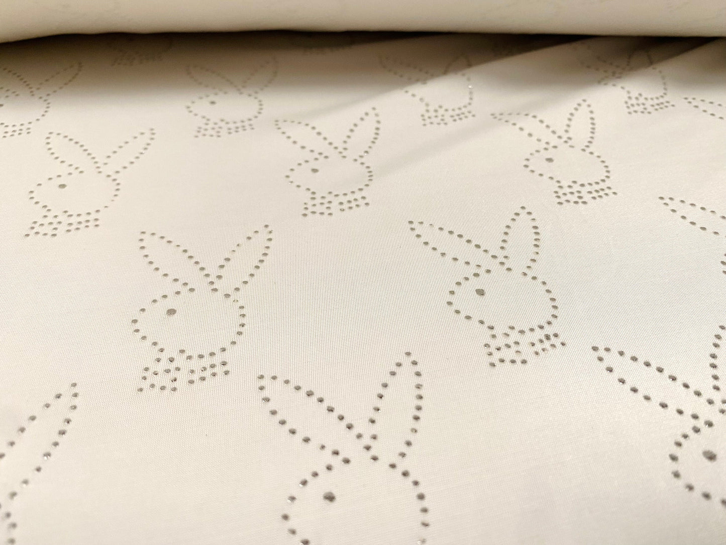 Printed spandex stretch single Jersey fabric, per metre - glitter diamanté bunny rabbit print