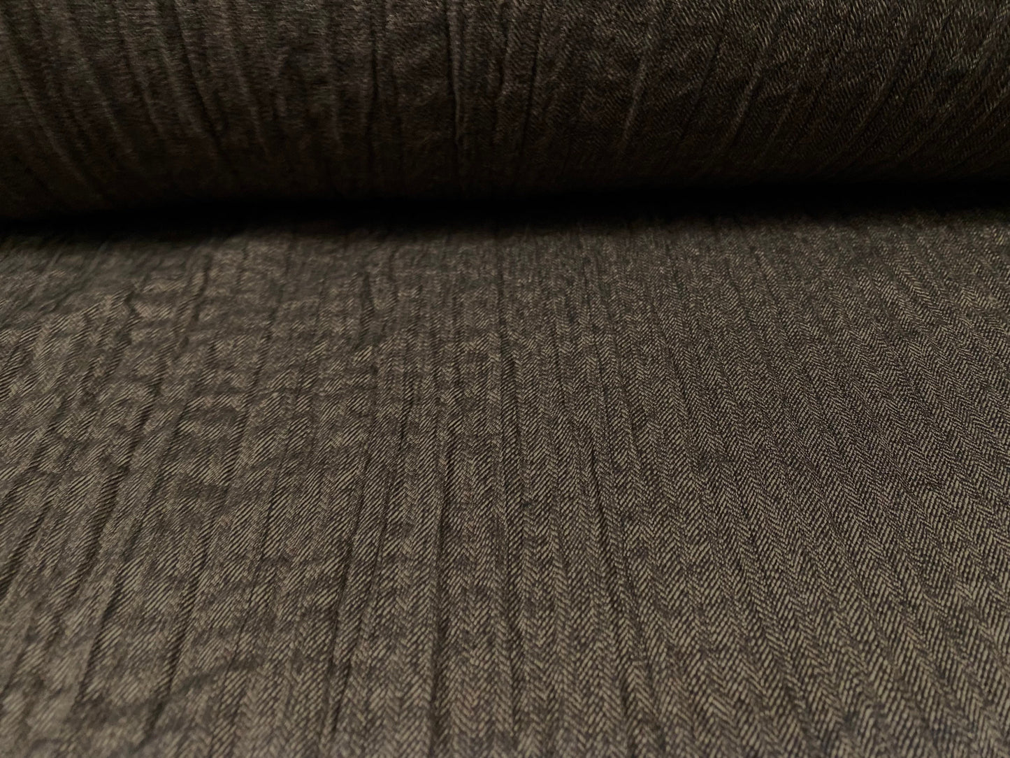 Crinkle herringbone woven trouser fabric, per metre - brown