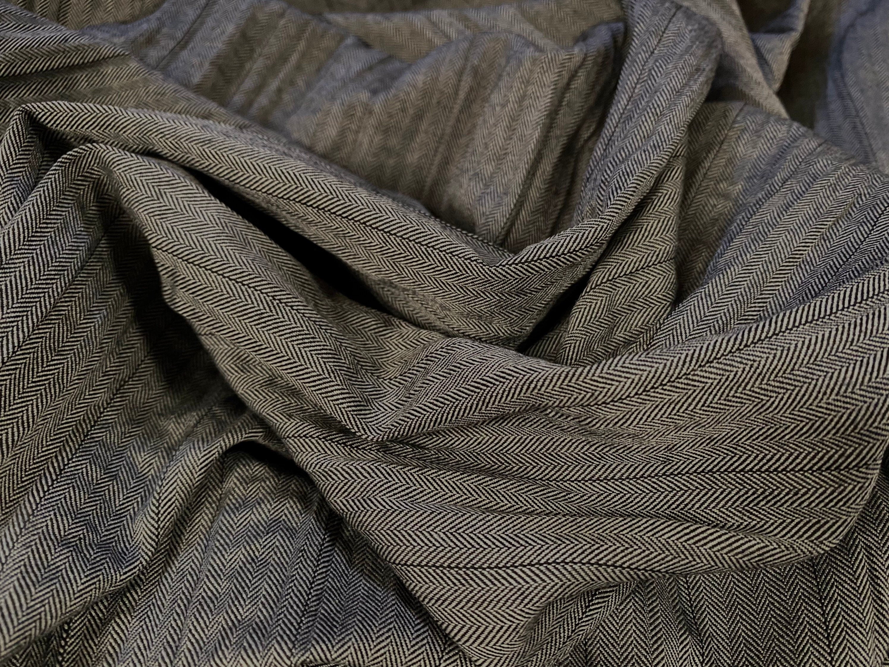 Crinkle herringbone woven trouser fabric, per metre - grey ...