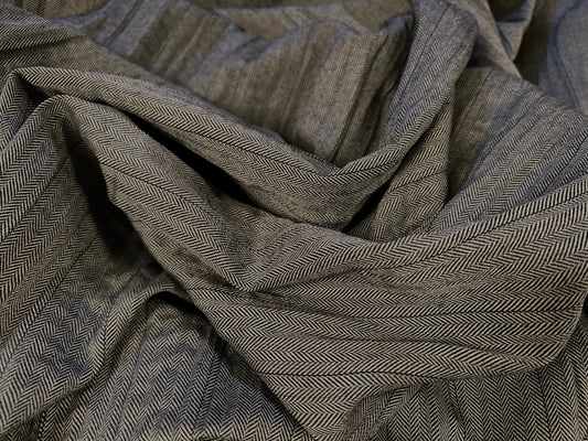 Crinkle herringbone woven trouser fabric, per metre - grey