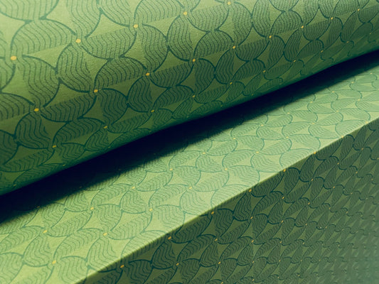 Disco shimmer stretch spandex jersey fabric, per metre - green semi circles geometric print