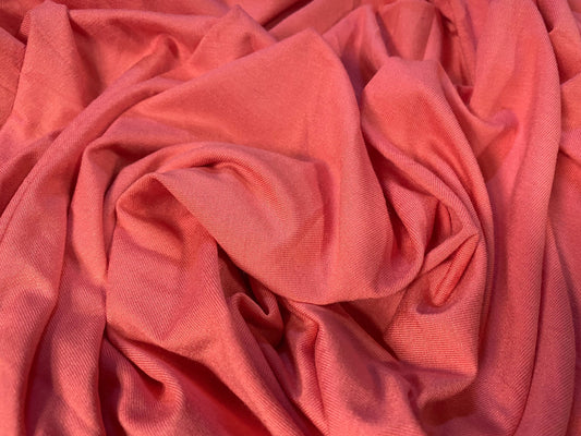 Viscose Elastane  spandex stretch single jersey fabric, per metre - plain - coral