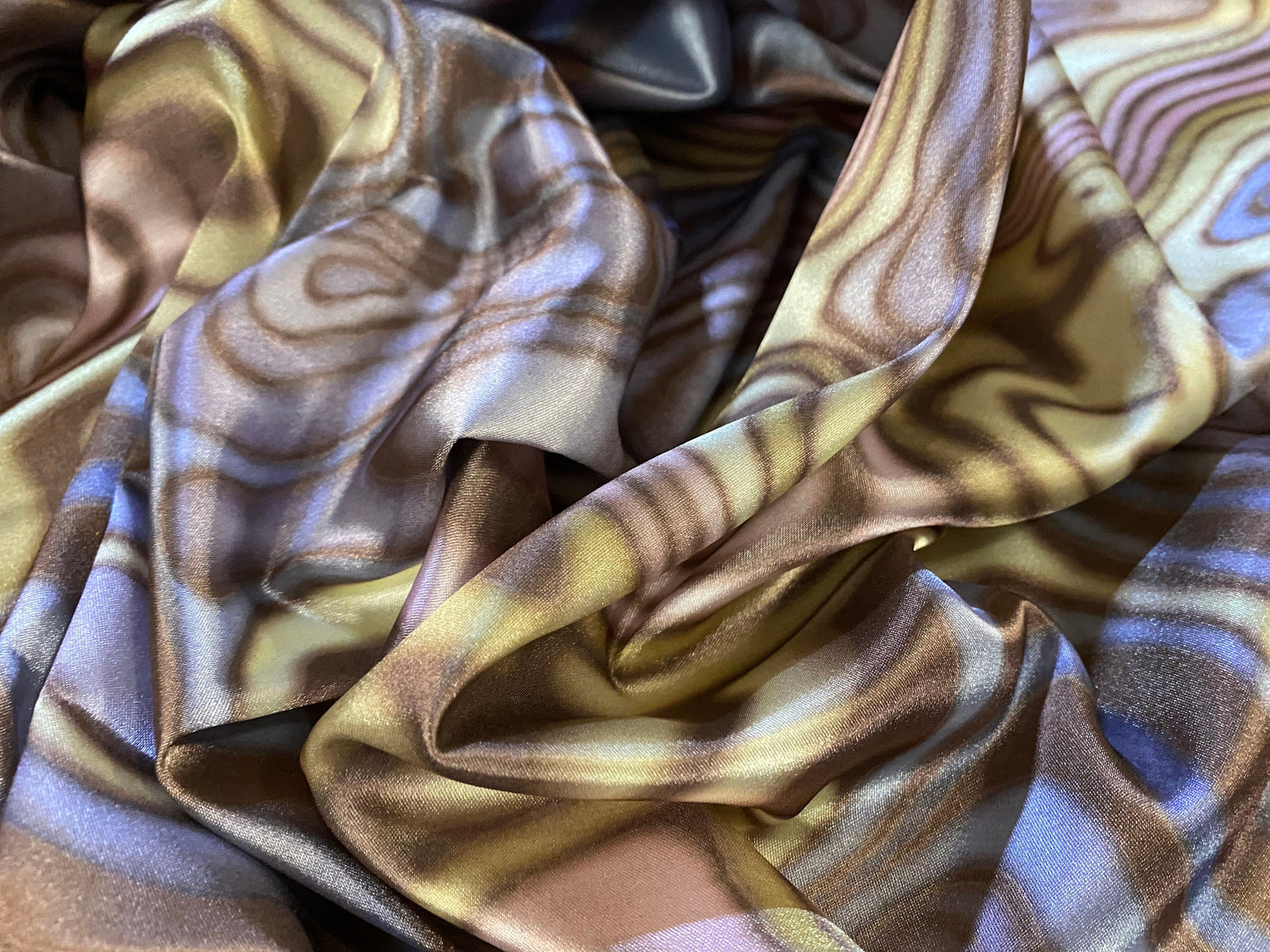 Silky Stretch charmeuse satin dress fabric, per metre - multicolour swirl print