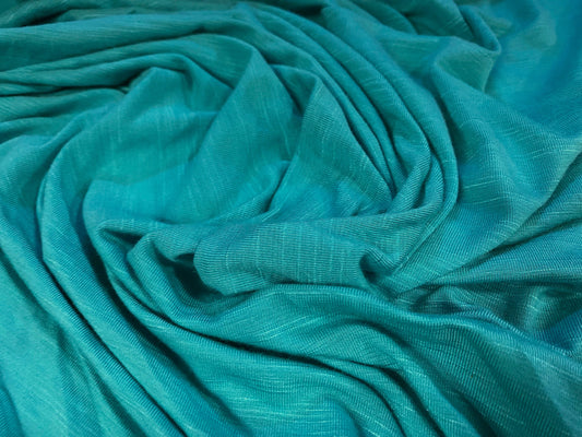 Soft handle Slubbed stretch single jersey fabric, per metre - turquoise