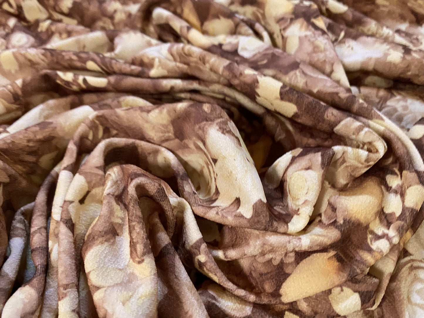 Stretch Spandex crepe jersey fabric, per metre - Roses print - brown