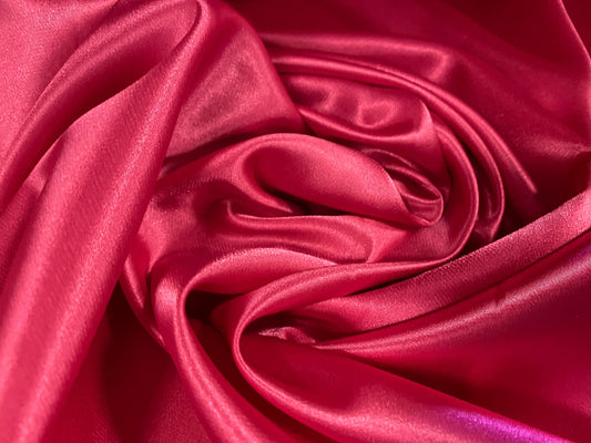 Silky Stretch charmeuse satin dress fabric, per metre - plain - cerise