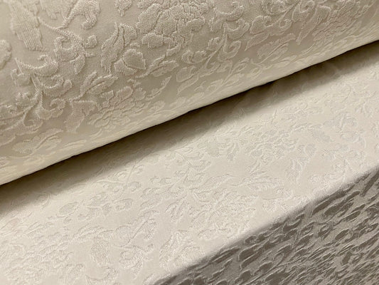 Stretch spandex floral jacquard jersey fabric, per metre - Ivory