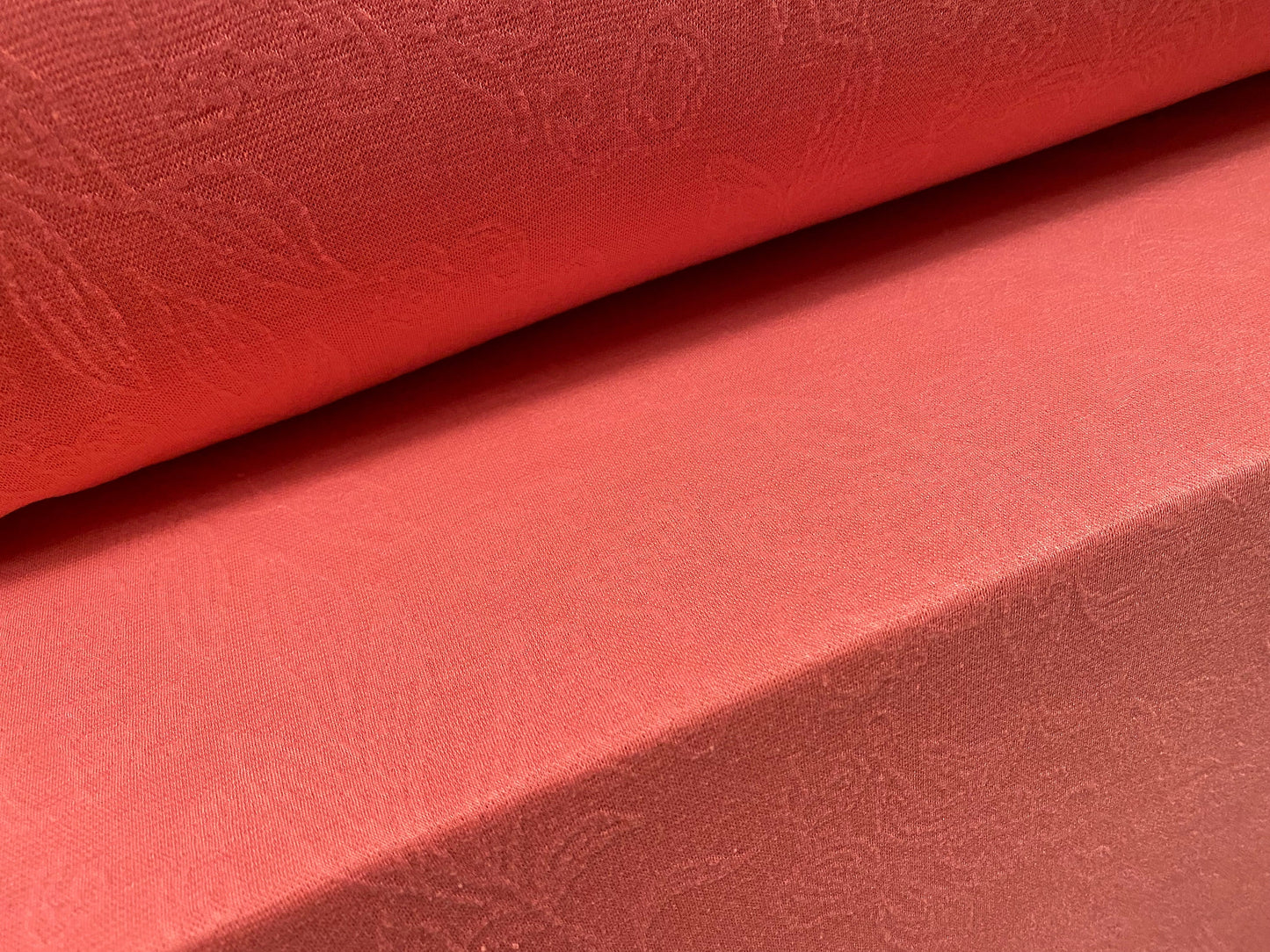 Stretch spandex leaf jacquard jersey fabric, per metre - coral