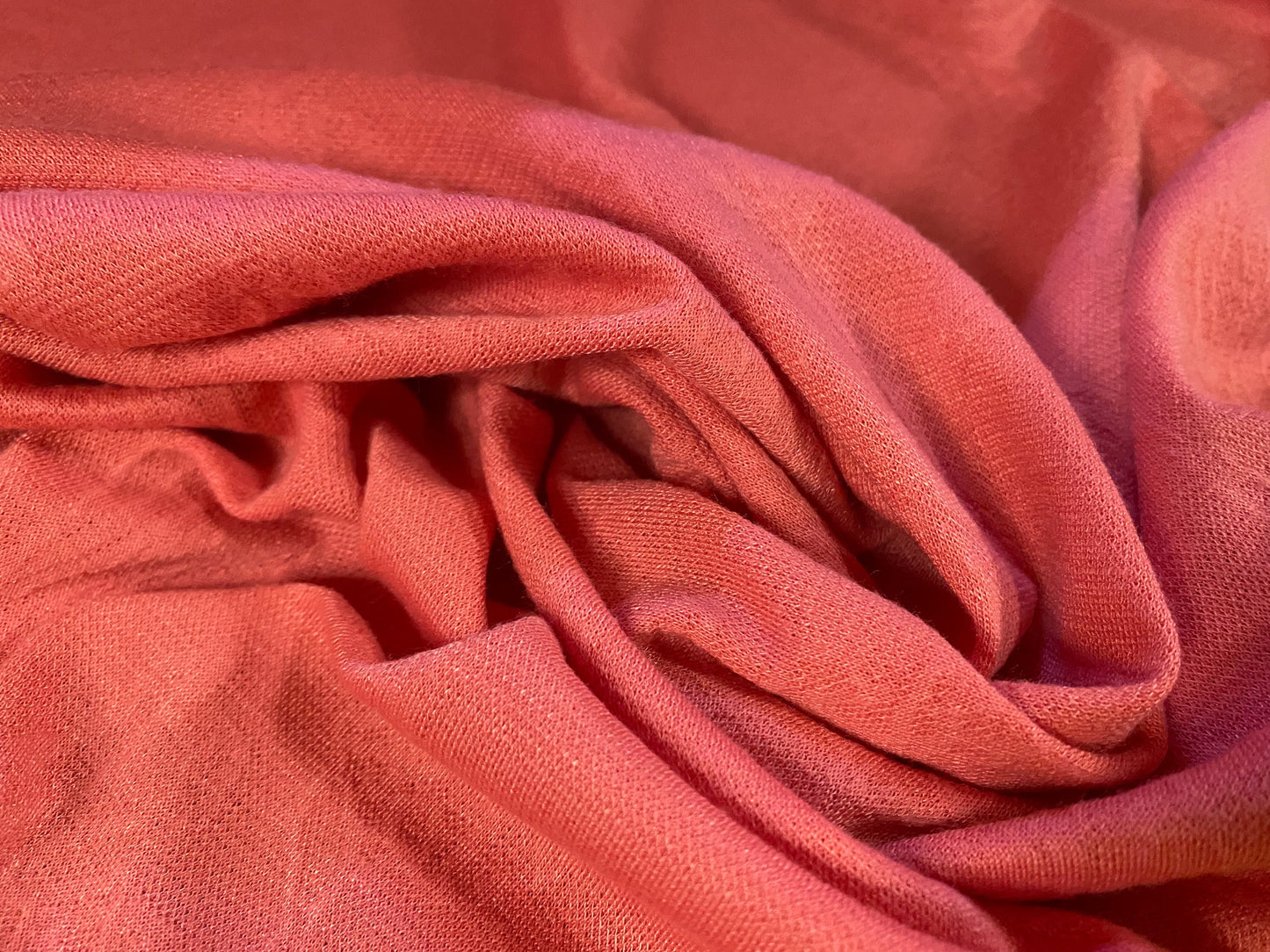 Stretch spandex leaf jacquard jersey fabric, per metre - coral