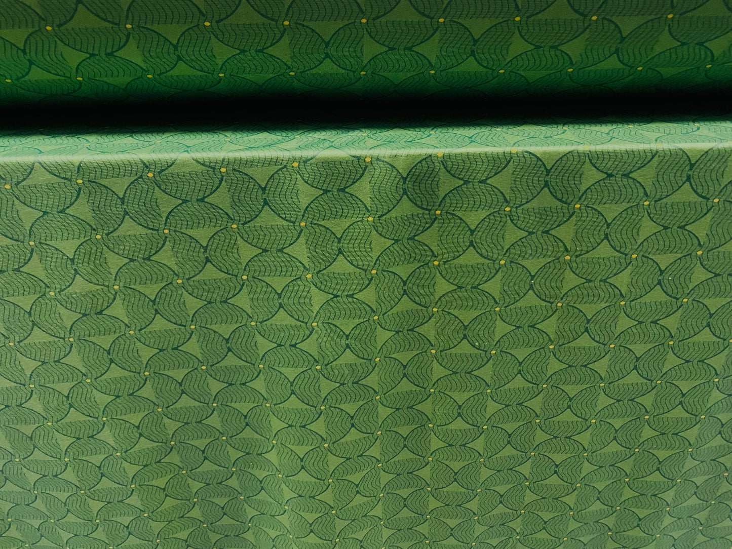 Disco shimmer stretch spandex jersey fabric, per metre - green semi circles geometric print