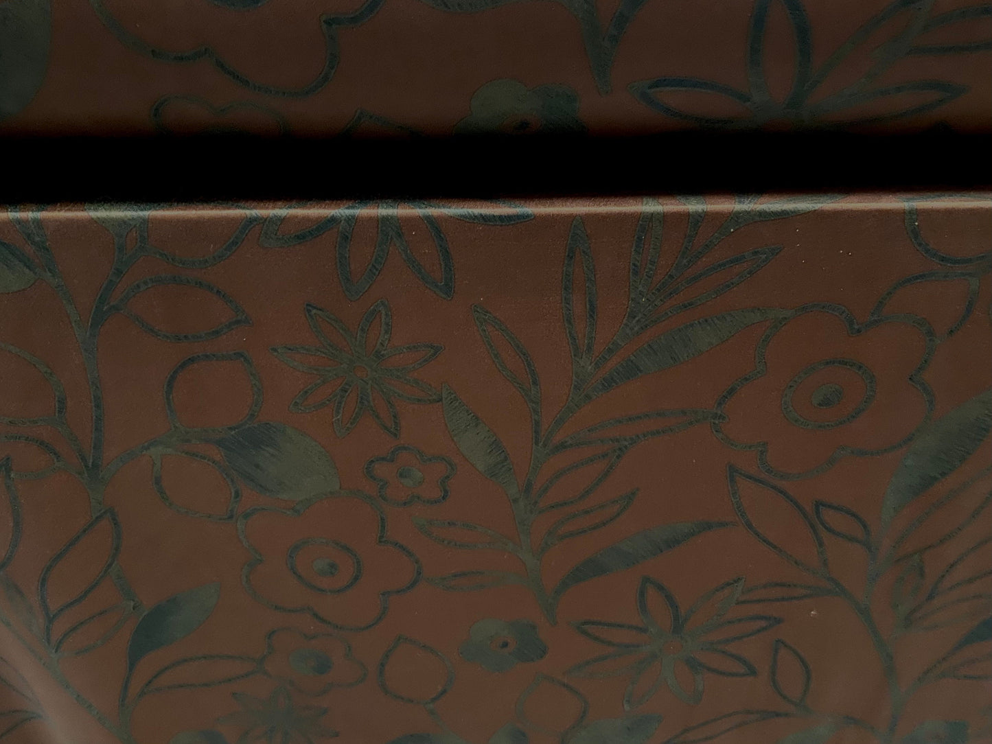 Disco shimmer stretch spandex jersey fabric, per metre - flower print - chestnut brown & grey-green