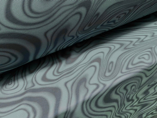 Fine Ottoman rib Stretch jersey fabric , per metre - swirl print - duck egg