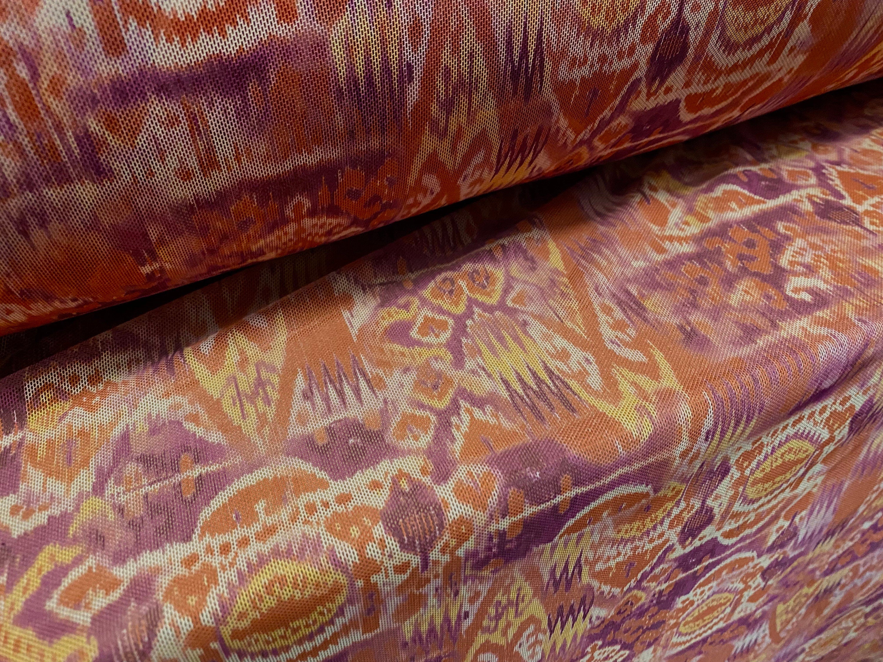 Helenca Thread Stretch helenca mesh fabric, sheer, per metre - Aztec Inca print - cor ...