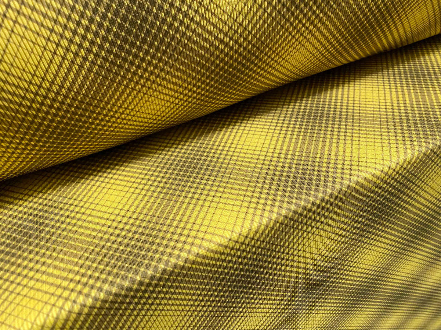 Spandex rib jersey fabric, per metre - geometric print - yellow & grey
