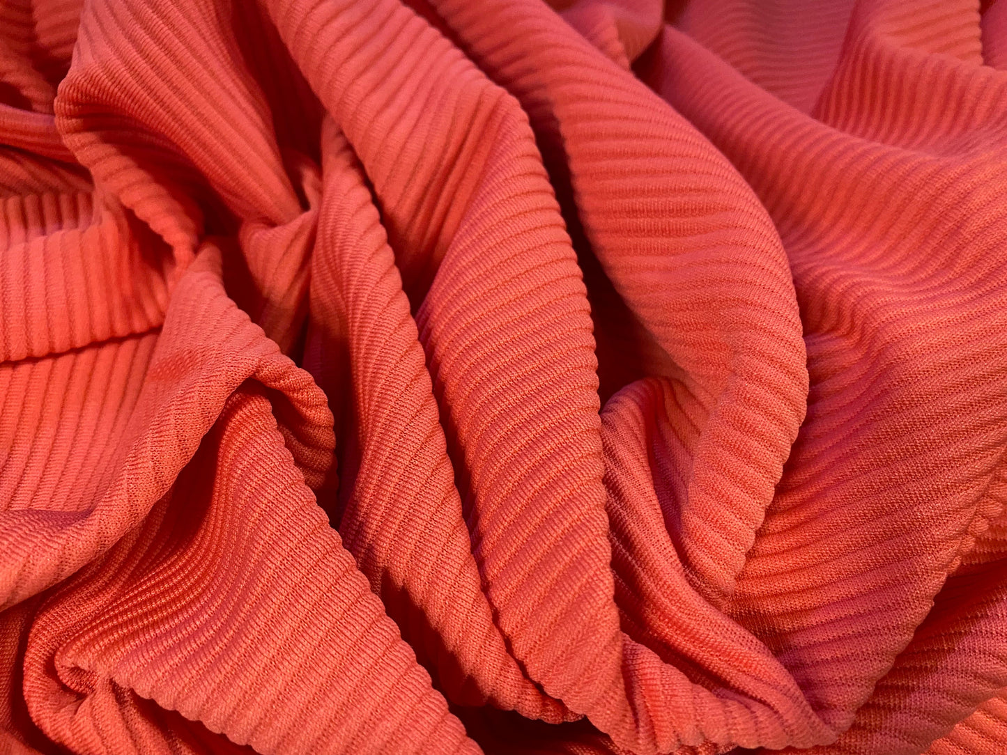 Ottoman rib Stretch jersey fabric , per metre - Coral