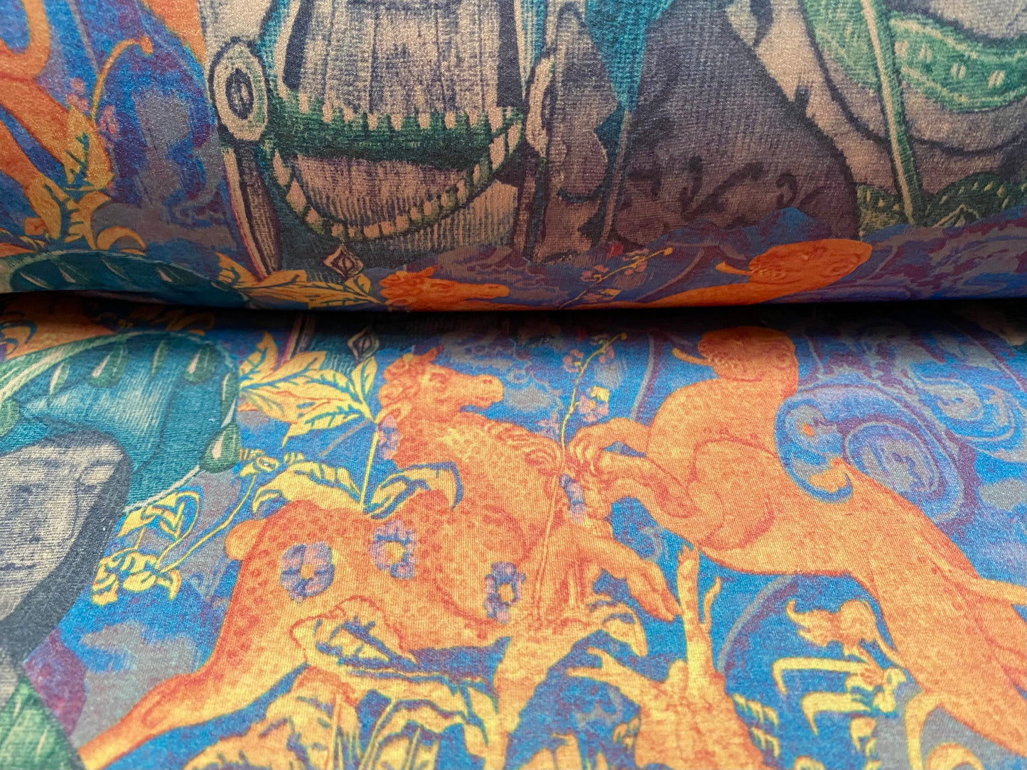 Soft touch stretch spandex jersey fabric, per metre - Henry of Tudor Kings & Queens print