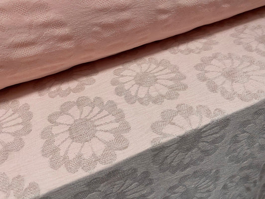 Stretch spandex Daisy jacquard lightweight jersey fabric, per metre - blush