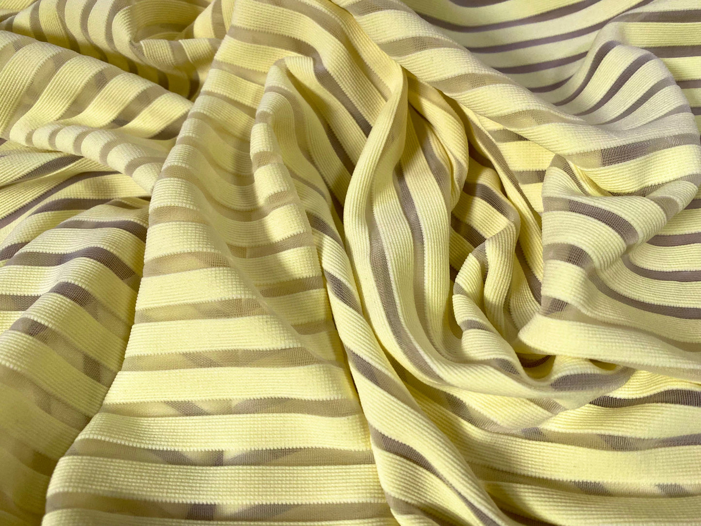 Ottoman rib burnout stripe jersey fabric , per metre - plain - lemon