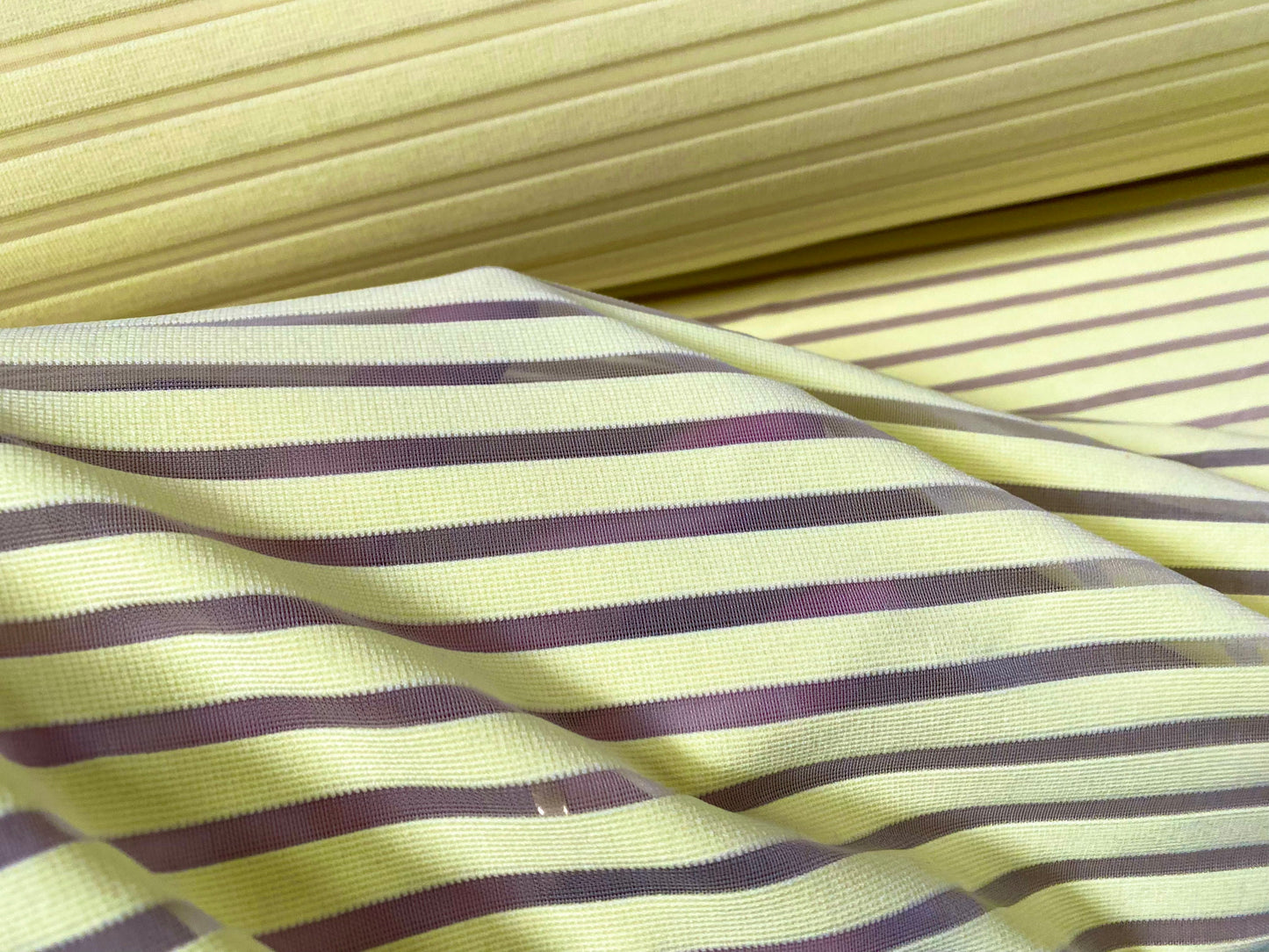 Ottoman rib burnout stripe jersey fabric , per metre - plain - lemon