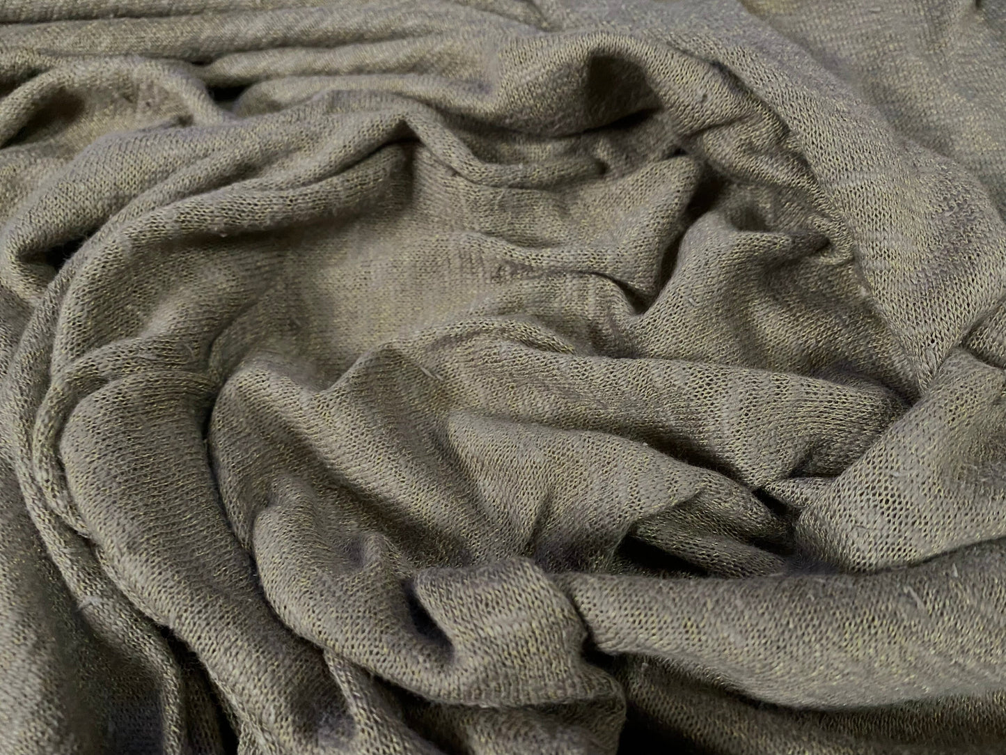 Jersey crepe lightweight knitwear slub fabric, per metre - khaki