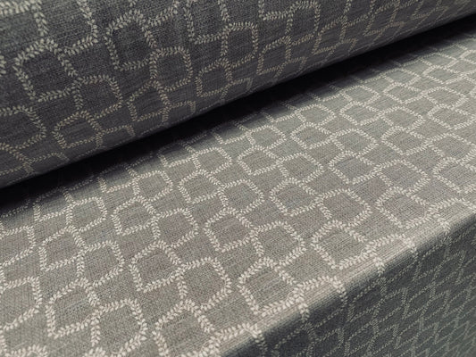 Soft handle single jersey printed fabric, per metre - Geometric Laurel leaf  print - grey