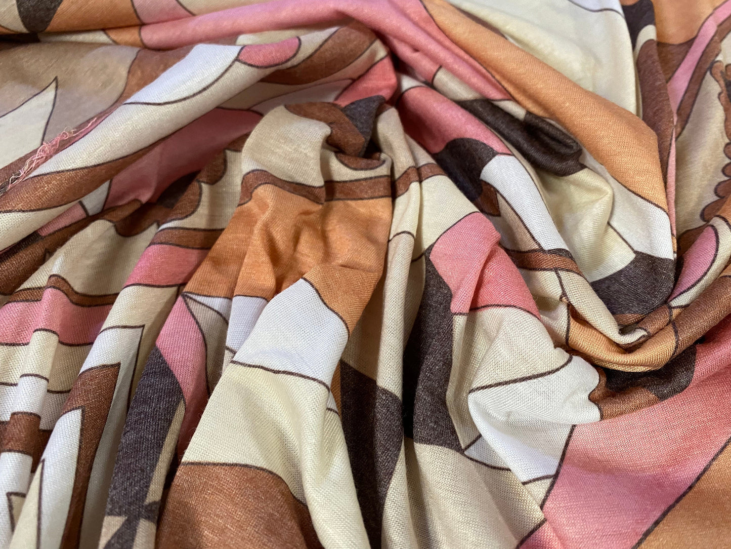 Soft handle jersey fabric, per metre - distressed swirl print