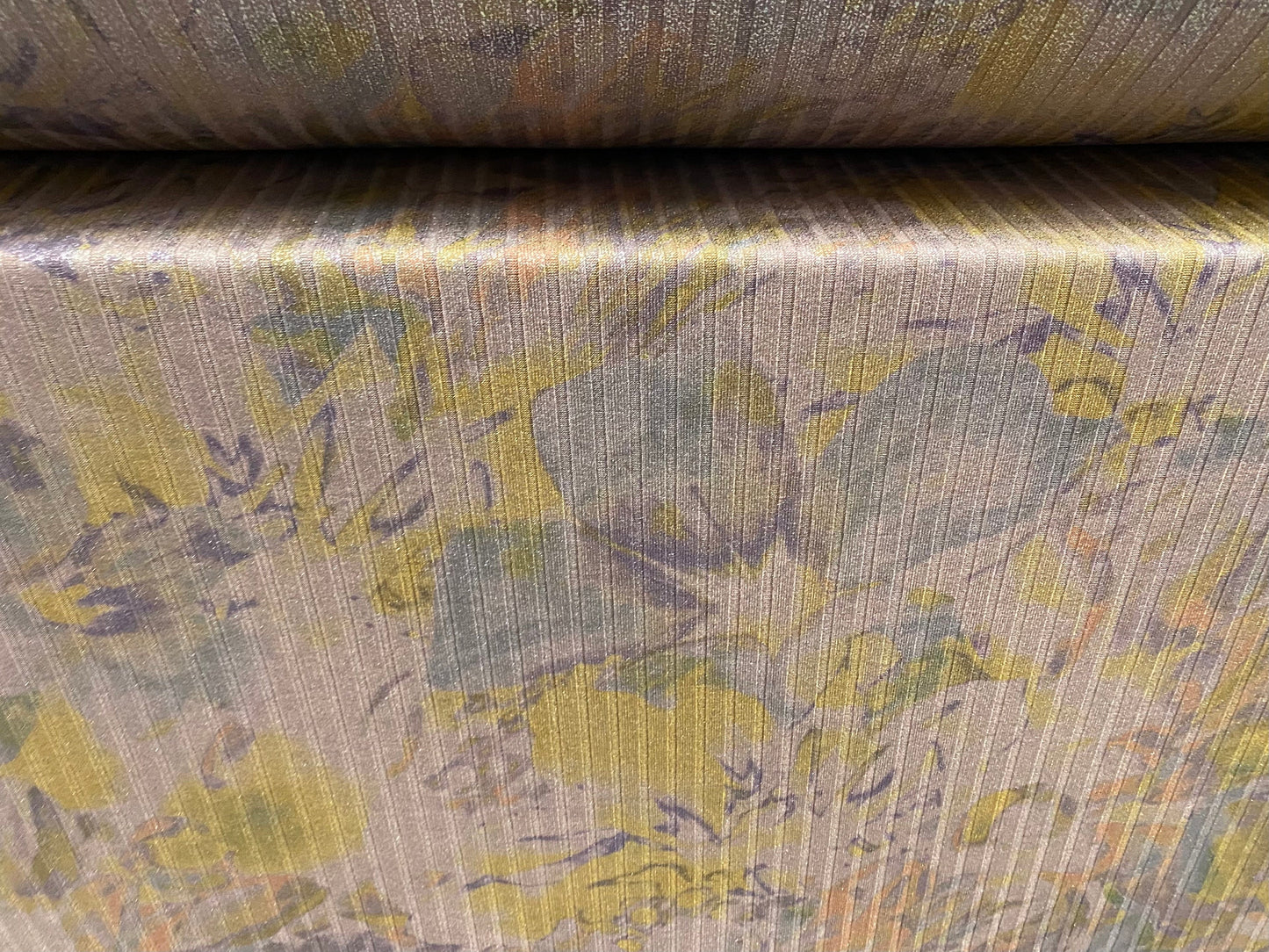 Metallic Spandex rib jersey fabric, per metre - floral print - pastel lemon