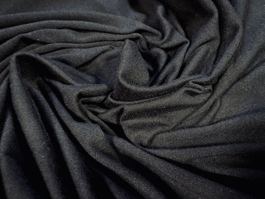 Cotton stretch single jersey fabric, per metre - plain - black