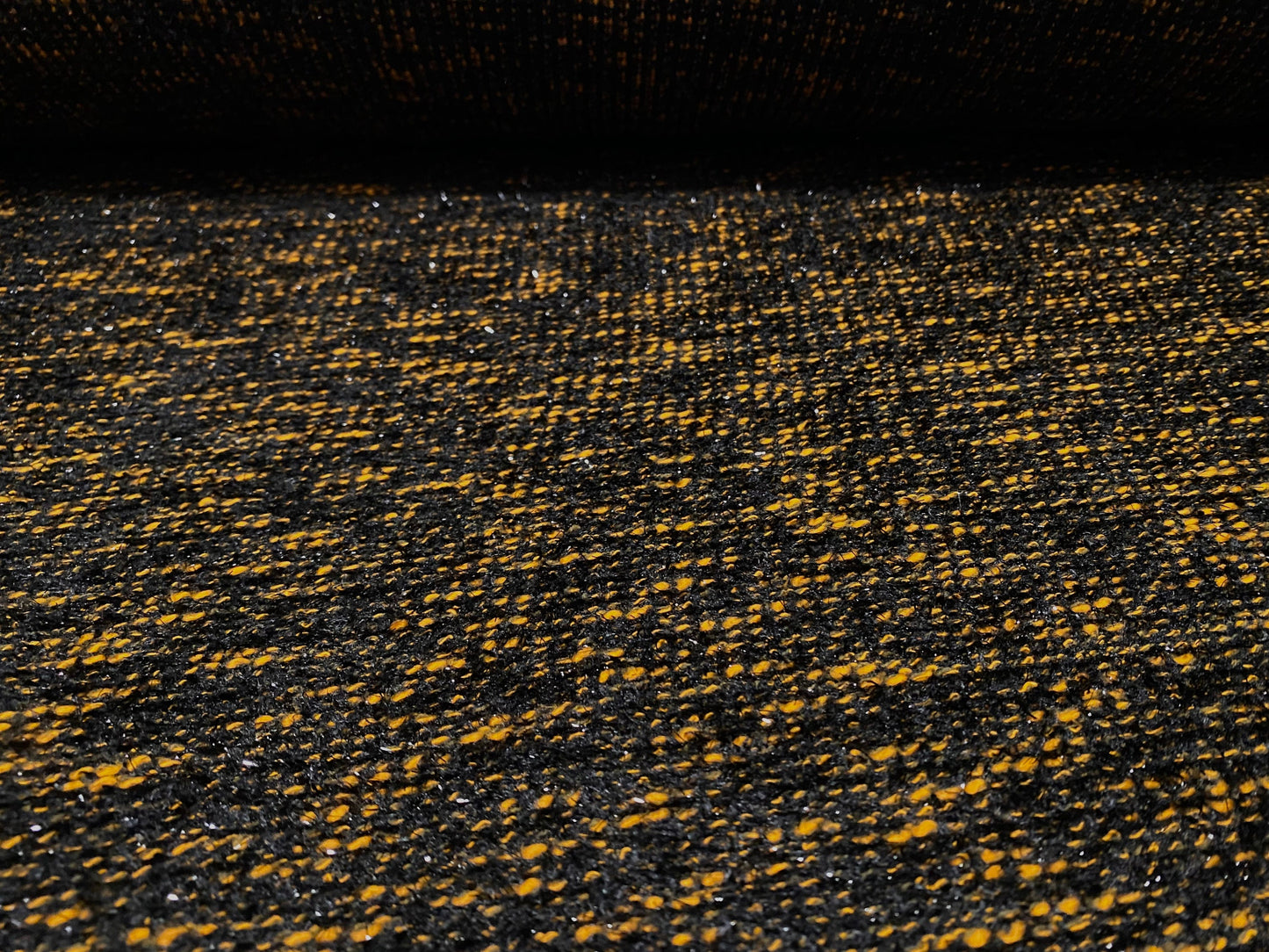 Chenille melange cotton blend sparkle knitwear fabric, per metre - black & Orange