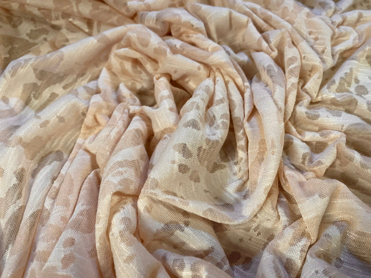 Viscose blend burnout devoré single jersey fabric, per metre - nude