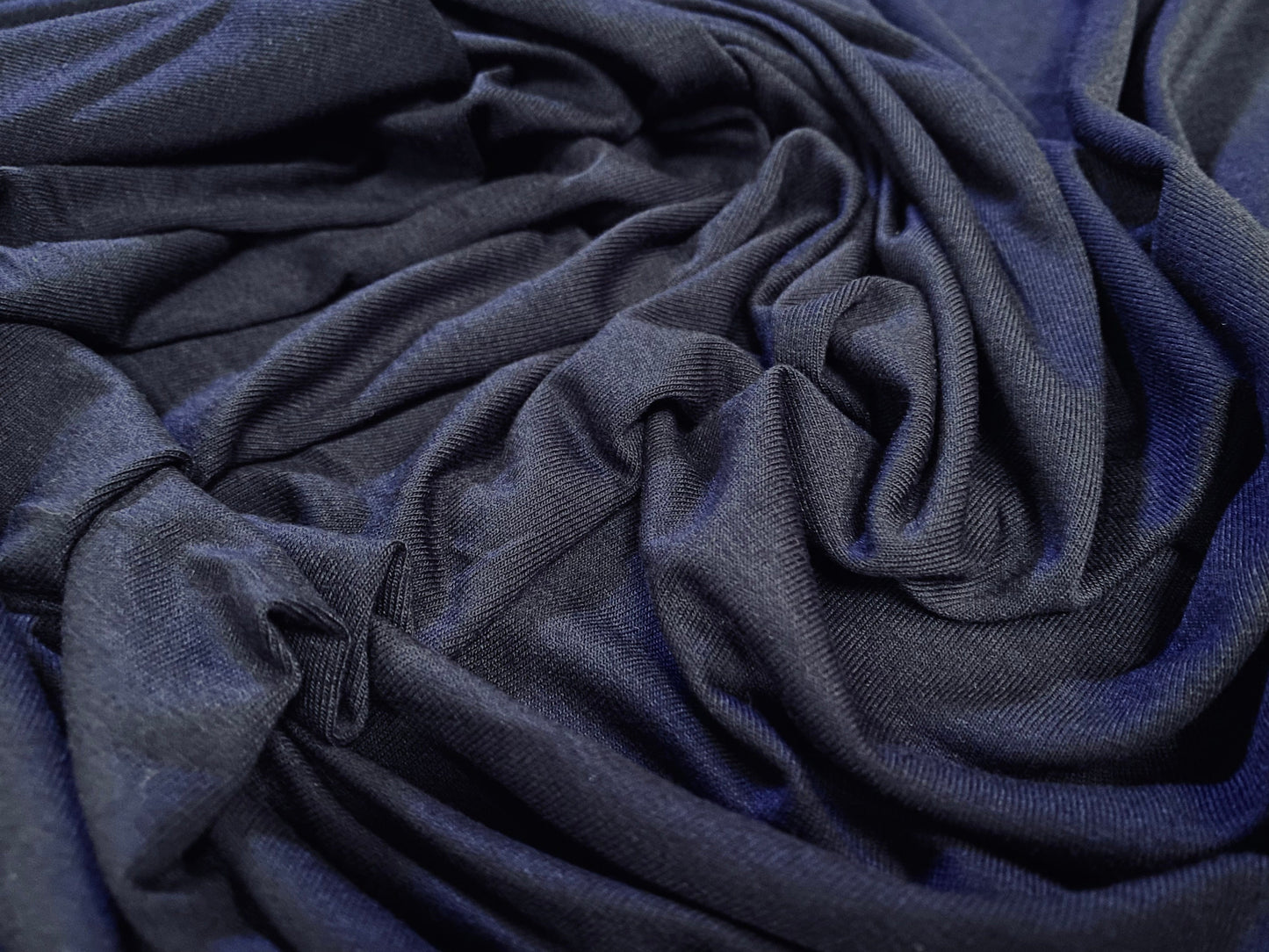 Viscose Elastane stretch single jersey fabric, per metre - plain - navy blue