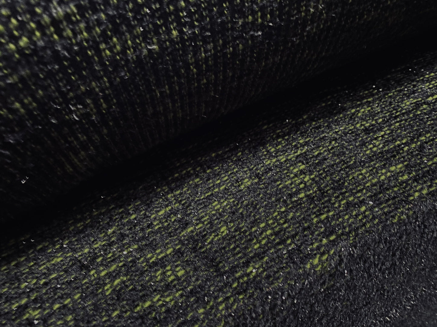 Chenille melange cotton blend sparkle knitwear fabric, per metre - black & green