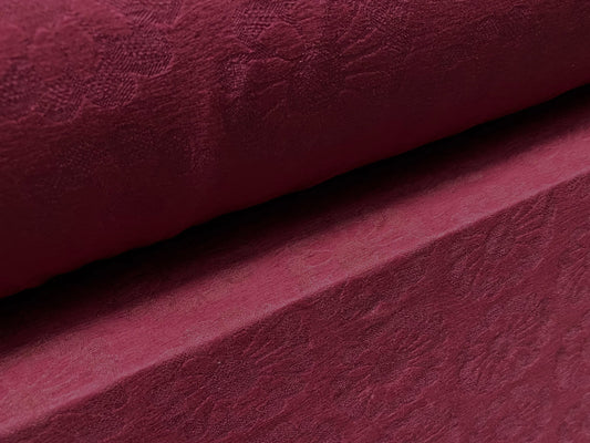 Stretch spandex Daisy jacquard lightweight jersey fabric, per metre - Berry