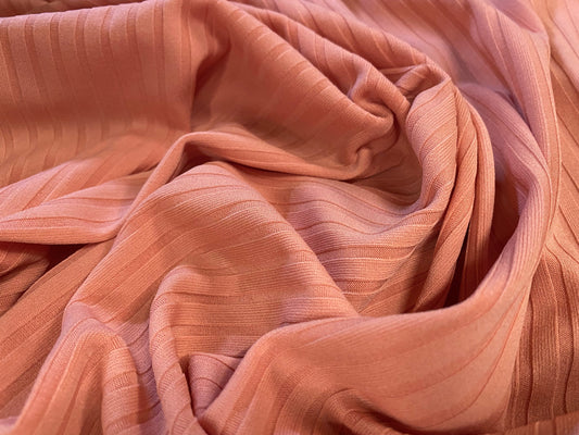 Stretch spandex rib jersey fabric, per metre - plain - peach