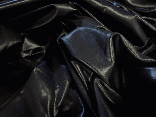 Ciré coated double jersey stretch wet look jersey fabric, per metre - black