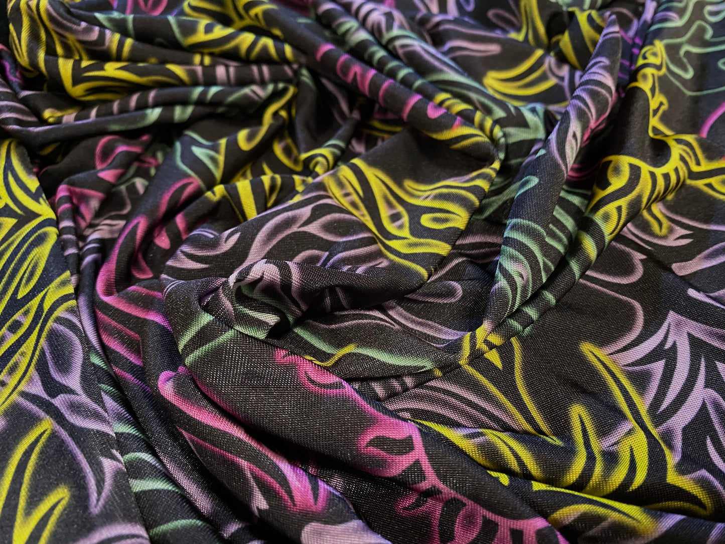 Stretch spandex single Jersey fabric, per metre - Sun tribal tattoo print