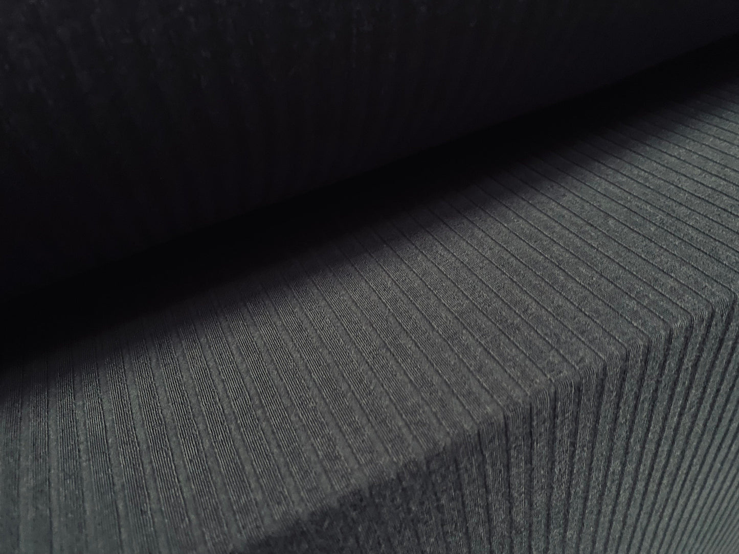 Stretch spandex rib jersey fabric, per metre - plain - dark grey