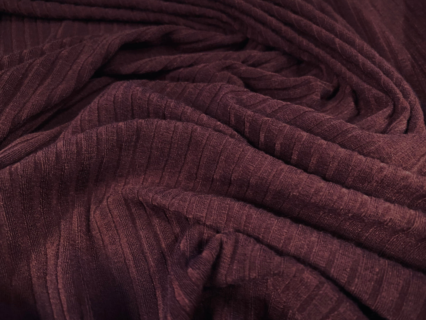 Stretch spandex rib jersey fabric, per metre - plain - burgundy