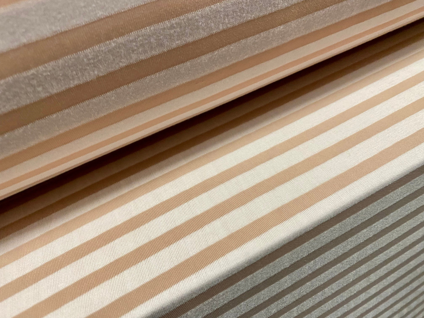 Viscose burnout single  jersey fabric, per metre -  stripe - nude & blush