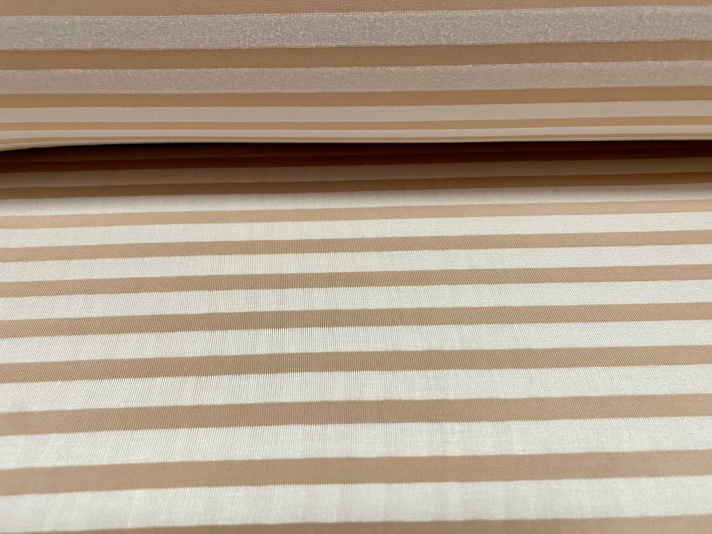 Viscose burnout single  jersey fabric, per metre -  stripe - nude & blush