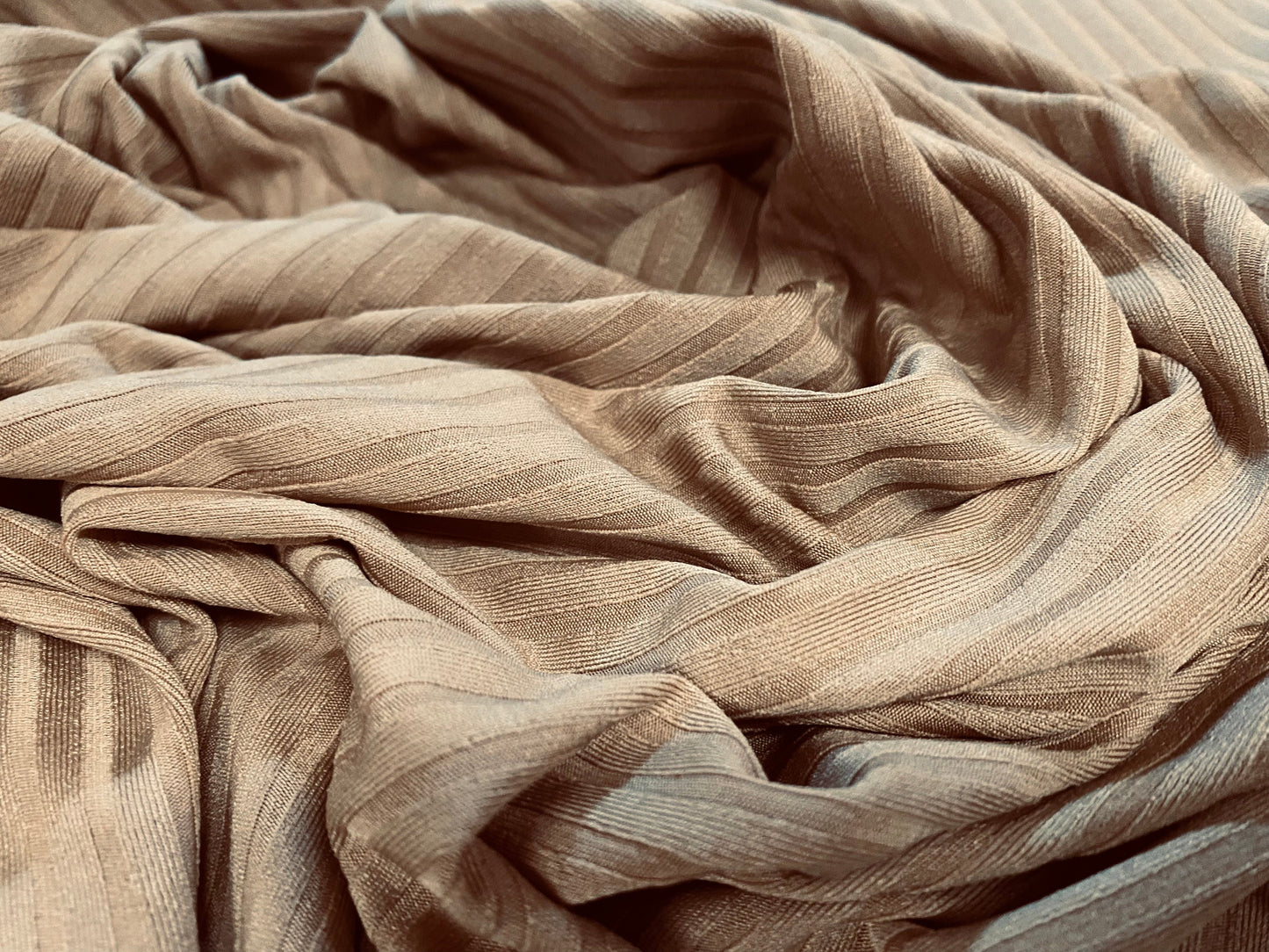 Stretch spandex rib jersey fabric, per metre - plain - biscuit