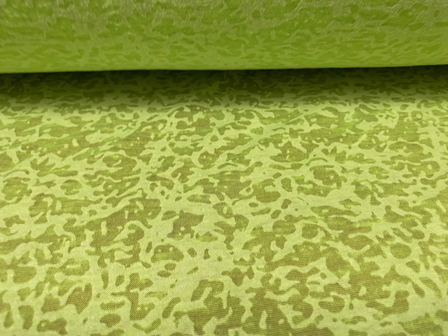 Cotton blend burnout devoré single jersey fabric, per metre - green