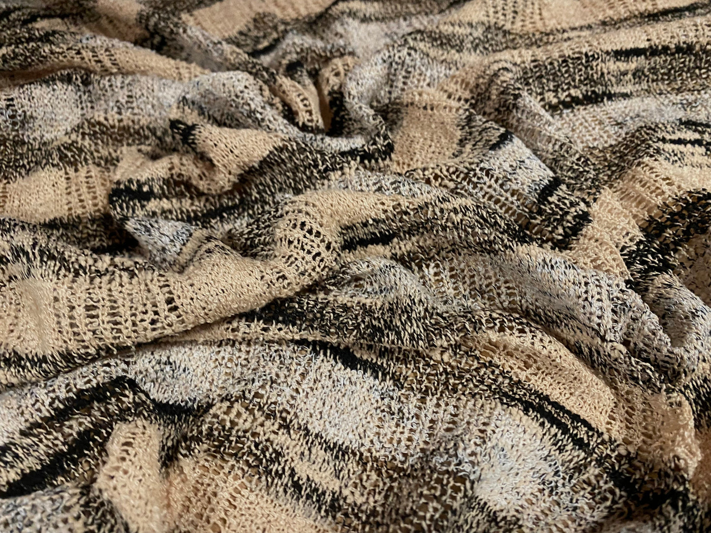 Melange knitwear crepe jersey fabric, per metre - tan