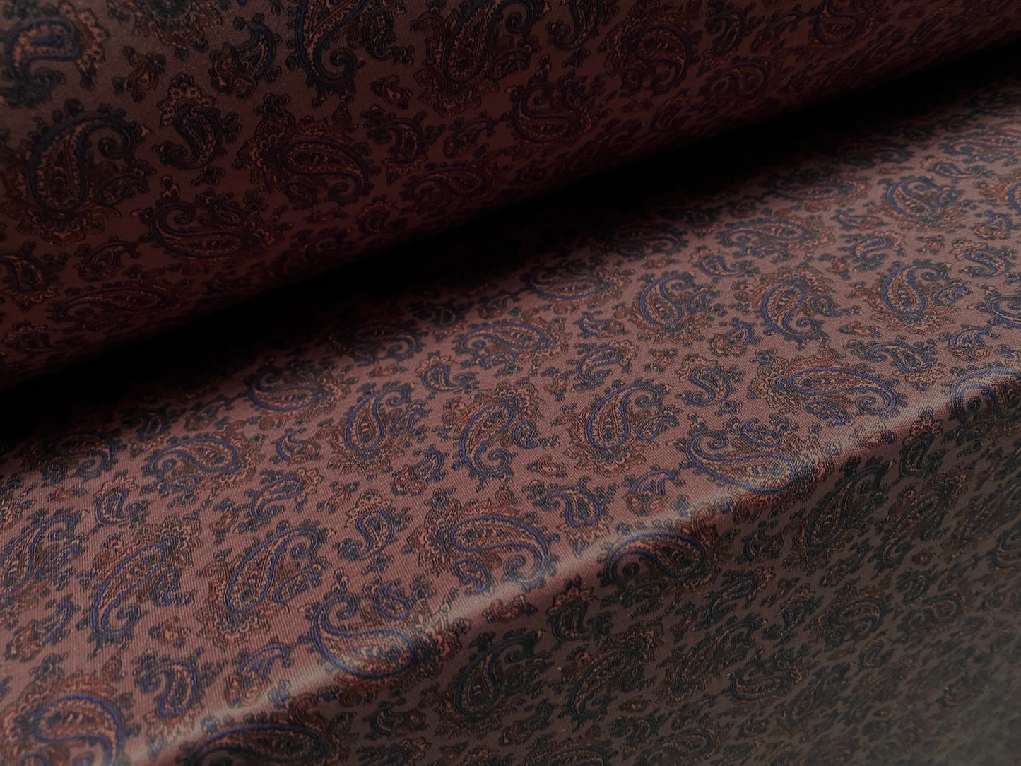 Single jersey polyester fabric - 60 inches wide - Paisley print - dusky mauve