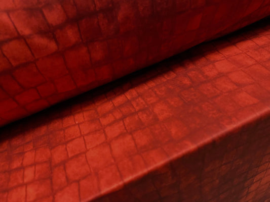 Single jersey polyester fabric - 60 inches wide - Crocodile alligator print - rusty red