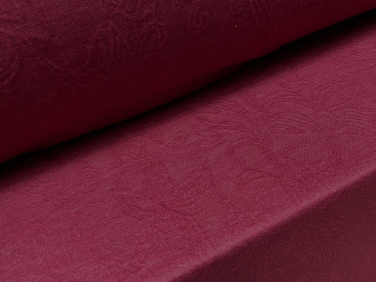 Stretch spandex leaf jacquard double jersey fabric, per metre - Berry