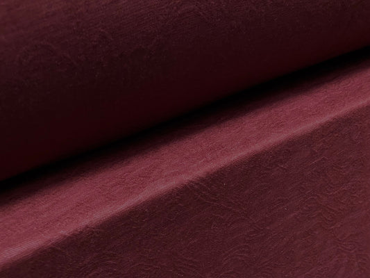 Stretch spandex leaf jacquard double jersey fabric, per metre - Wine