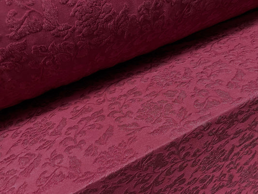 Stretch spandex floral jacquard jersey fabric, per metre - Berry