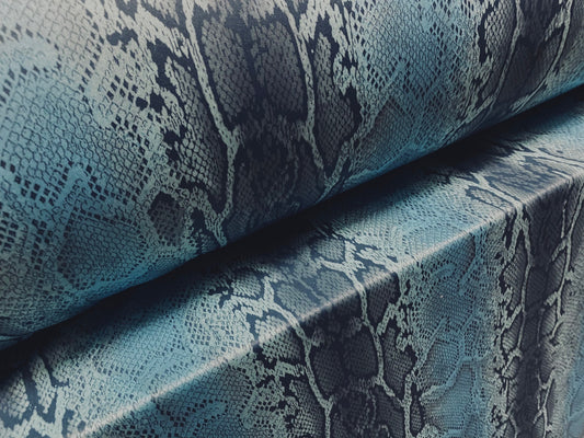 Single jersey polyester fabric - 60 inches wide - Snakeskin print - blue